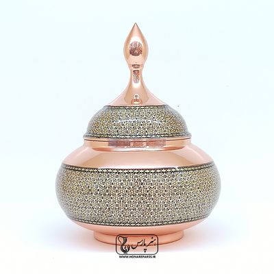 قندان بزرگ مس و خاتم هنر پارس