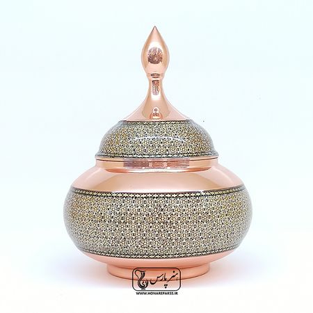قندان بزرگ مس و خاتم هنر پارس