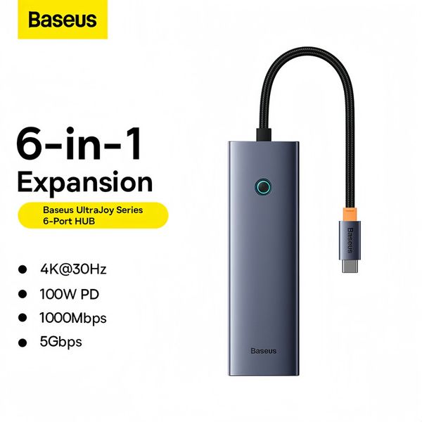 هاب 6 پورت USB-C بیسوس مدل BS-OH151 (گارانتی 24 ماهه آونگ)
