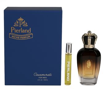 ادو پرفیوم مردانه پیرلند مدل کازاموراتی با رایحه گرم و تند حجم 120 میلی لیتر به همراه عطر جیبی مدل کازاموراتی با رایحه گرم و تند