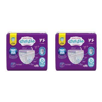 پوشک شورتی مای بیبی مدل کانال دار سایز 5 دو بسته 26 عددی