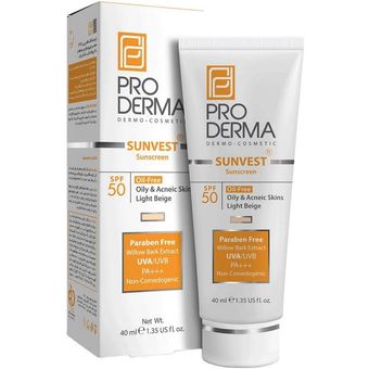 کرم ضدآفتاب و روشن کننده لک های پوست بژ روشن SPF50 پرودرما 40 میلی لیتر Pro Derma