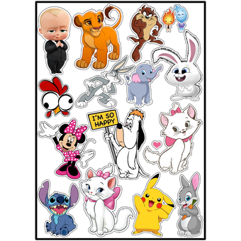 استیکر لپ تاپ و موبایل استیکریا طرح کارتونی کد CartoonSt7003 مجموعه 15 عددی
