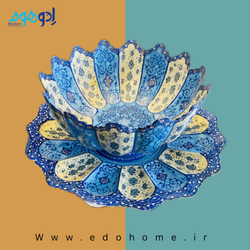 ست کاسه و بشقاب مس و میناکاری