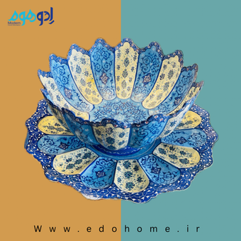 ست کاسه و بشقاب مس و میناکاری