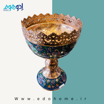 ظرف میوه مس و میناکاری