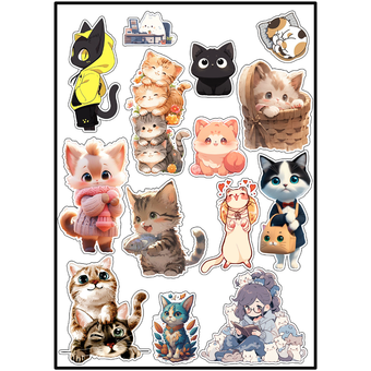استیکر لپ تاپ و موبایل استیکریا طرح گربه کد AnimalsSt8001 مجموعه‌ی 14 عددی