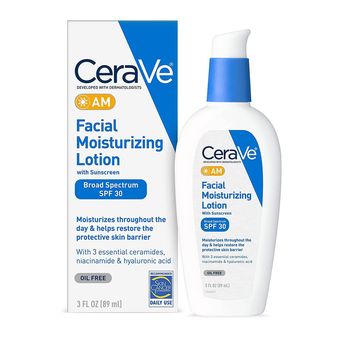 لوسیون ضد آفتاب بی رنگ سراوی SPF 30 مدل AM ‌مناسب پوست‌های معمولی حجم 89 میلی‌لیتر