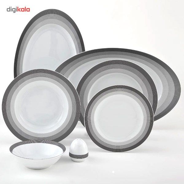 سرویس چینی 28 پارچه غذا خوری چینی زرین ایران سری ایتالیا اف مدل سیلور لاینر درجه یک