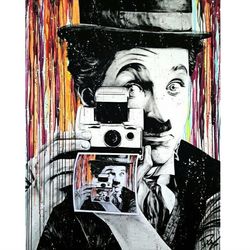 برچسب DTF استیکر حرارتی لباس مدل چارلی چاپلین