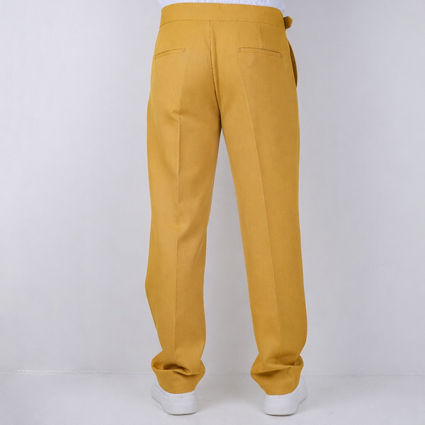 شلوار پارچه ای نیم بگ ZARA مدل بغل سگک – رنگ خردلی