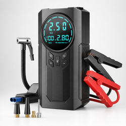 جامپ استارتر و پمپ باد چهار کاره مدل JN-088 | پاوربانک خودرو، کمپرسور باد دیجیتال و چراغ اضطراری