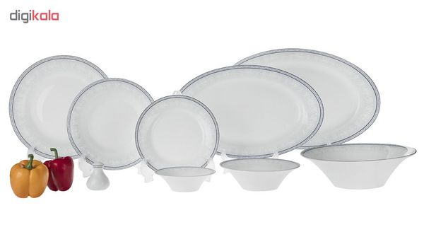 سرویس غذاخوری 35 پارچه چینی زرین ایران سری شهرزاد مدل وایت رز درجه یک