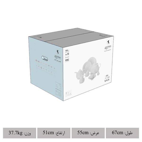 سرویس غذاخوری 108 پارچه 12 نفر چینی زرین ایران مدل شهرزاد نیوان درجه یک