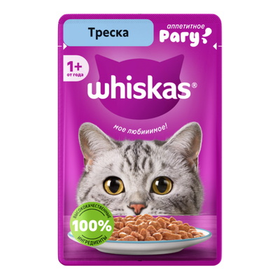 پوچ گربه بالغ ویسکاس با طعم ماهی کاد در سس / Whiskas cat pouch with cod in sauce