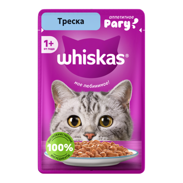 پوچ گربه بالغ ویسکاس با طعم ماهی کاد در سس / Whiskas cat pouch with cod in sauce