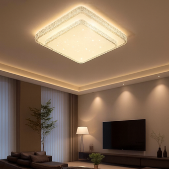 چراغ سقفی دو طبقه مربع کریستالی