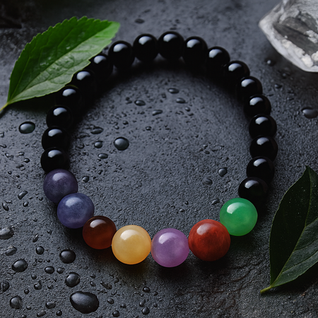 دستبند هفت چاکرا با سنگهای طبیعی