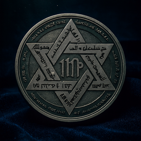 سنگ حدید حکاکی طلسم ستاره داوود-قدرت مطلق حفاظت و اقتدار انرژیهای نهان