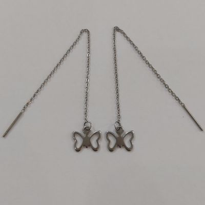 گوشواره زنانه استیل مدل بخیه طرح پروانه کد butf112