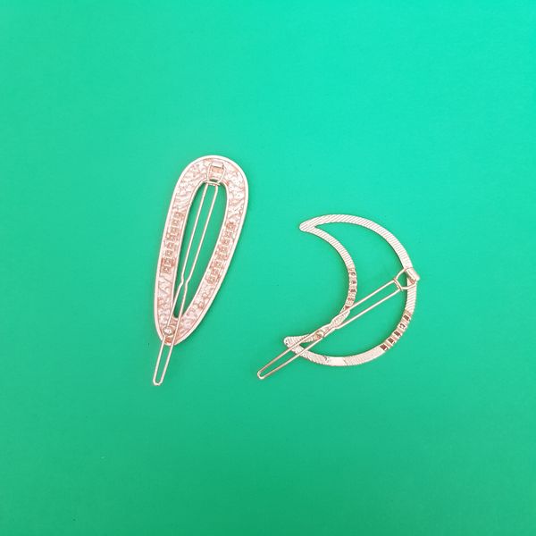 گیره مو زنانه مدل ماه و بیضی بسته 2 عددی