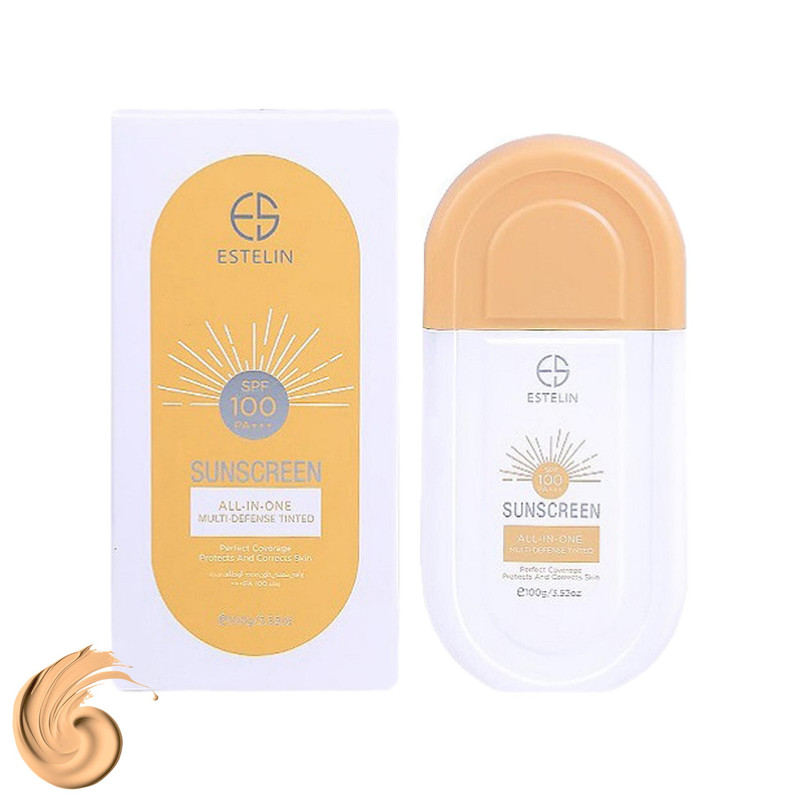 کرم ضد آفتاب رنگی استیلن، SPF 100، مدل All-In-One، مناسب انواع پوست با تنالیته متوسط و حجم 100 میلی‌لیتر، ضدآب، محافظت‌کننده د