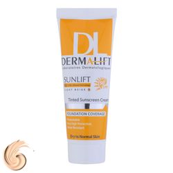 کرم ضد آفتاب رنگی درمالیفت، SPF50، مدل سانلیفت، مناسب پوست خشک و معمولی تنالیته رنگ روشن و حجم 40 میلی‌لیتر، محافظت کننده در برا