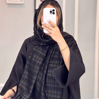 شال ابریشم ویسکوز وارداتی مشکی با نخ لمه