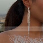 گوشواره جواهری آویزی بلند کد 004