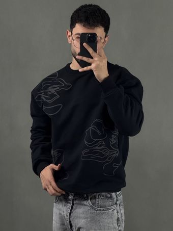 دورس پنبه سه نخ طرح گل 2035 ذغالی