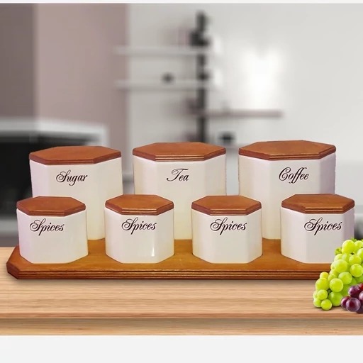 بانکه کوچک طرح شش ضلعی درب چوبی، 1 عددی