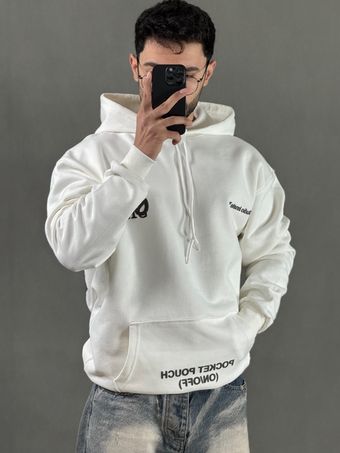 هودی پنبه سه نخ OVER SIZED سفید