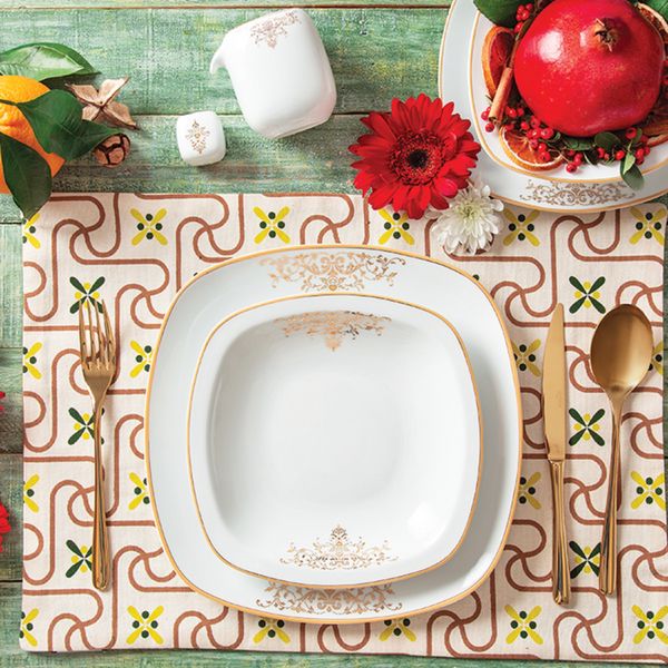 سرویس غذاخوری 98 پارچه چینی زرین ایران سری کواترو مدل مونت کارلو درجه یک