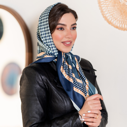 روسری ابریشم توییل پیه دوپل سرمه ای تیره چرک قواره صد