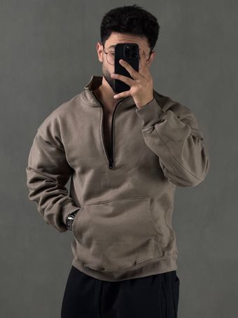 سویشرت نیم زیپ نیوان موکا