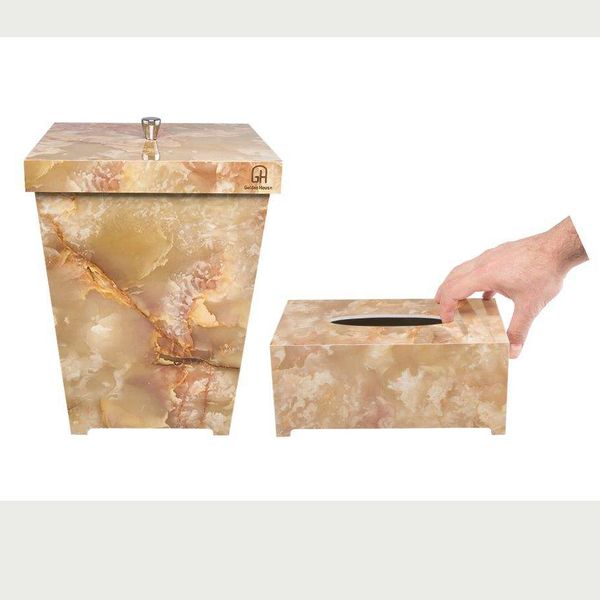 ست سطل و جای دستمال کاغذی گلدن هاوس کد 01