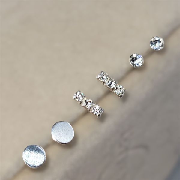 گوشواره نقره زنانه مدل مینیمال مجموعه سه عددی