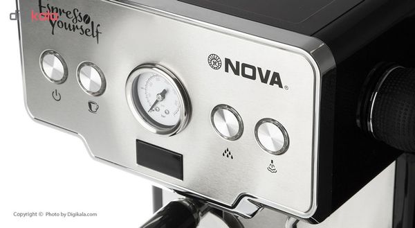 اسپرسوساز 1700 میلیلیتری نوا مدل NOVA NCM-128EXPS، مناسب تهیه اسپرسو، کافه لاته، موکا، کاپوچینو و ماکیاتو، دارای 1 عدد نازل قهو