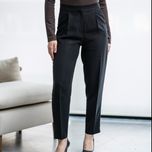 شلوار پیلی‌دار کتان مشکی