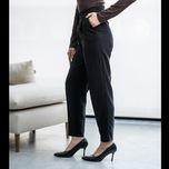 شلوار پیلی‌دار کتان مشکی