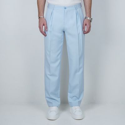 شلوار پارچه ای نیم بگ SB4 - آبی روشن