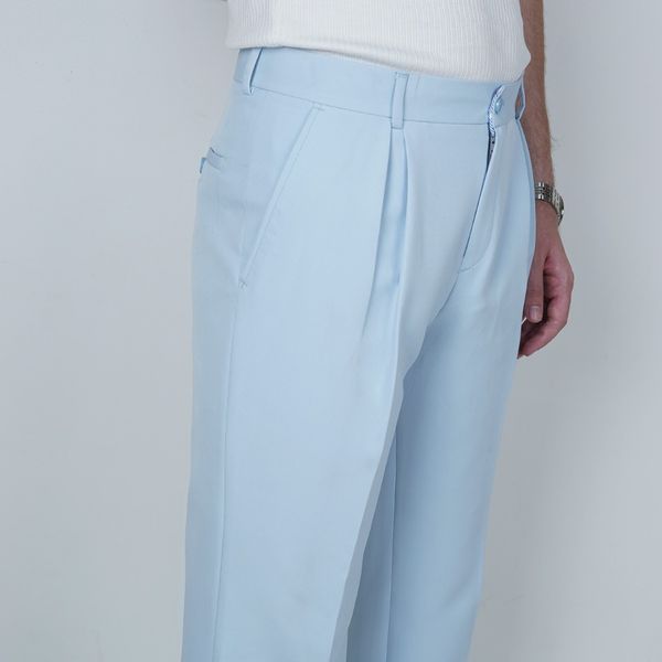 شلوار پارچه ای نیم بگ SB4 - آبی روشن