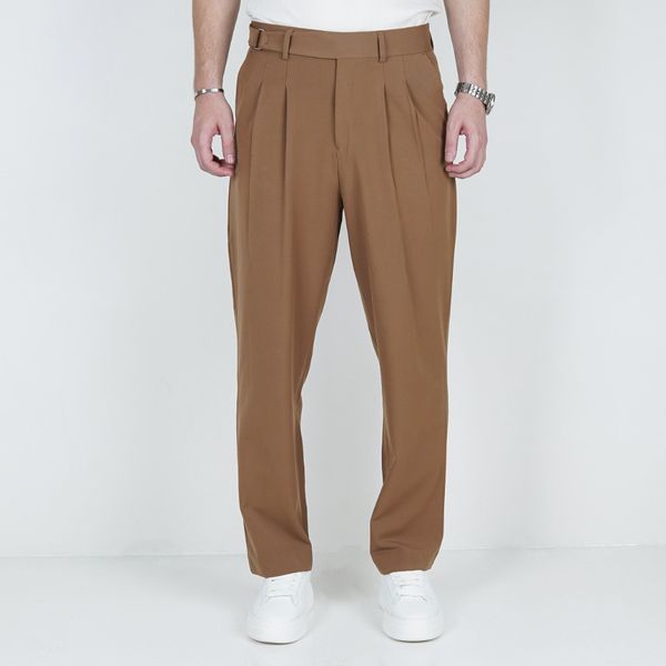 شلوار پارچه ای نیم بگ PHILIP PLEIN - رنگ قهوه‌ای