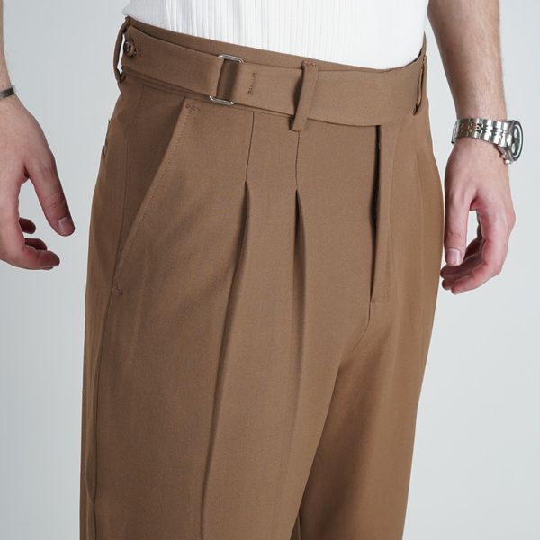 شلوار پارچه ای نیم بگ PHILIP PLEIN - رنگ قهوه‌ای