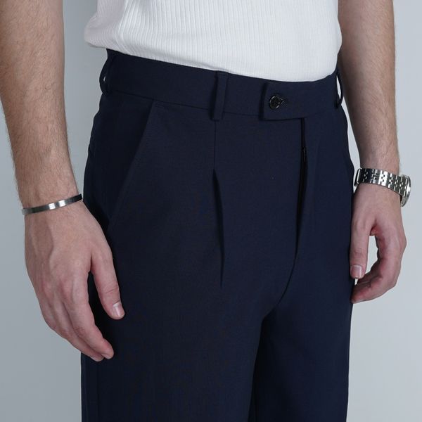 شلوار پارچه ای نیم بگ FERRAGAMO  – رنگ سرمه ای