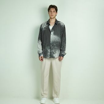 پیراهن اورسایز برند INCEPTION – طرح آکسفورد اسیدشور (رنگ مشکی)