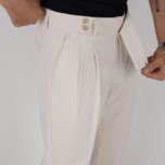 شلوار پارچه ای رگولار هرمس مدل کمر ایتالیایی دو دکمه - رنگ خامه ای