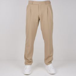 شلوار پارچه ای رگولار ZARA مدل کمر ایتالیایی دو دکمه - رنگ نخودی