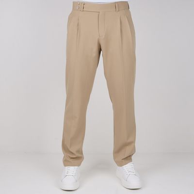 شلوار پارچه ای رگولار فیلیپ پلین مدل کمر ایتالیایی دو دکمه - رنگ نخودی