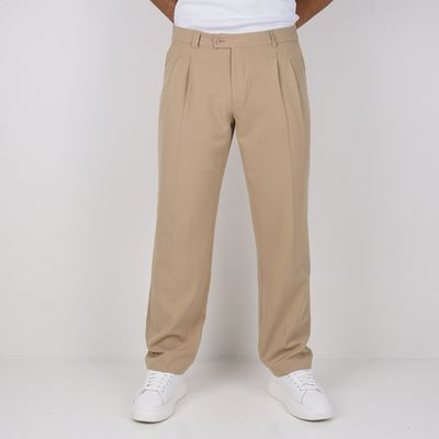 شلوار پارچه ای نیم بگ ZARA مدل بغل‌کش - رنگ کرم